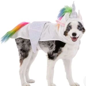 New Pet Dog or Cat Shoppe Halloween Plush Unicorn Rainbow Fur Costume M/L